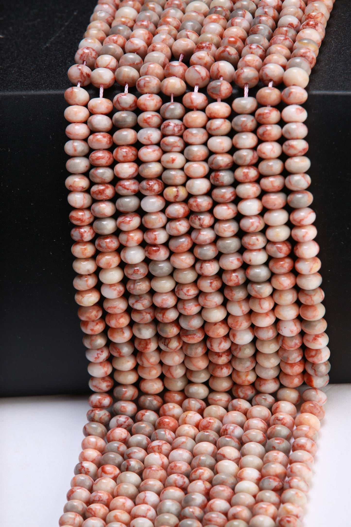 Natural Red Vein Jasper, Red Marble Jasper 8mm Roundel Beads