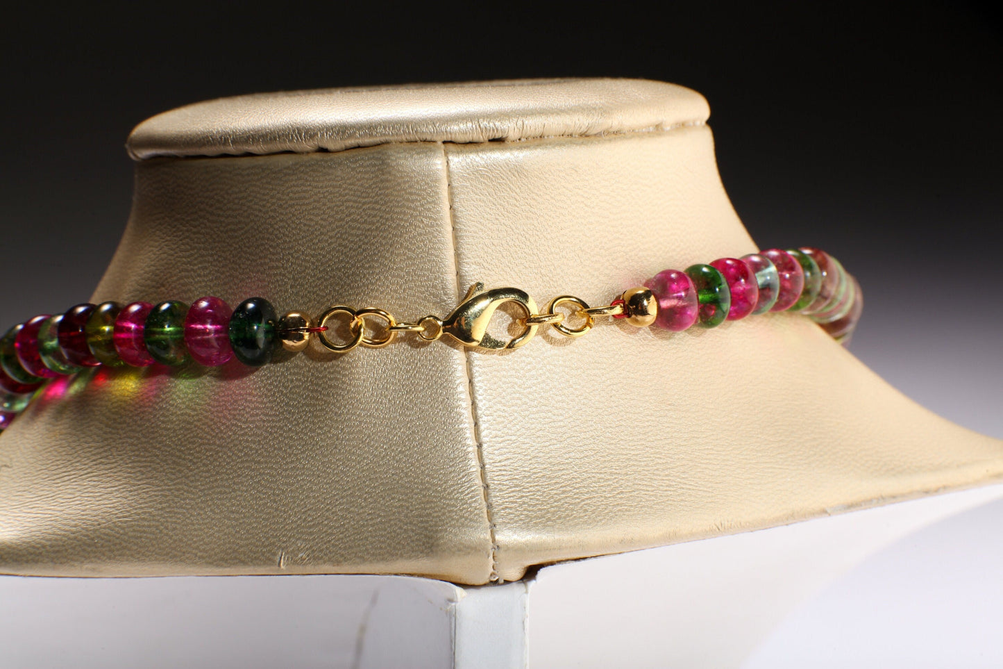 Natural Rock Crystal Graduated Necklace, Multi Color Crystal Quartz 8-17mm Rondell with Faceted Pink Spinel Accent Spacer Beads 19" Necklace