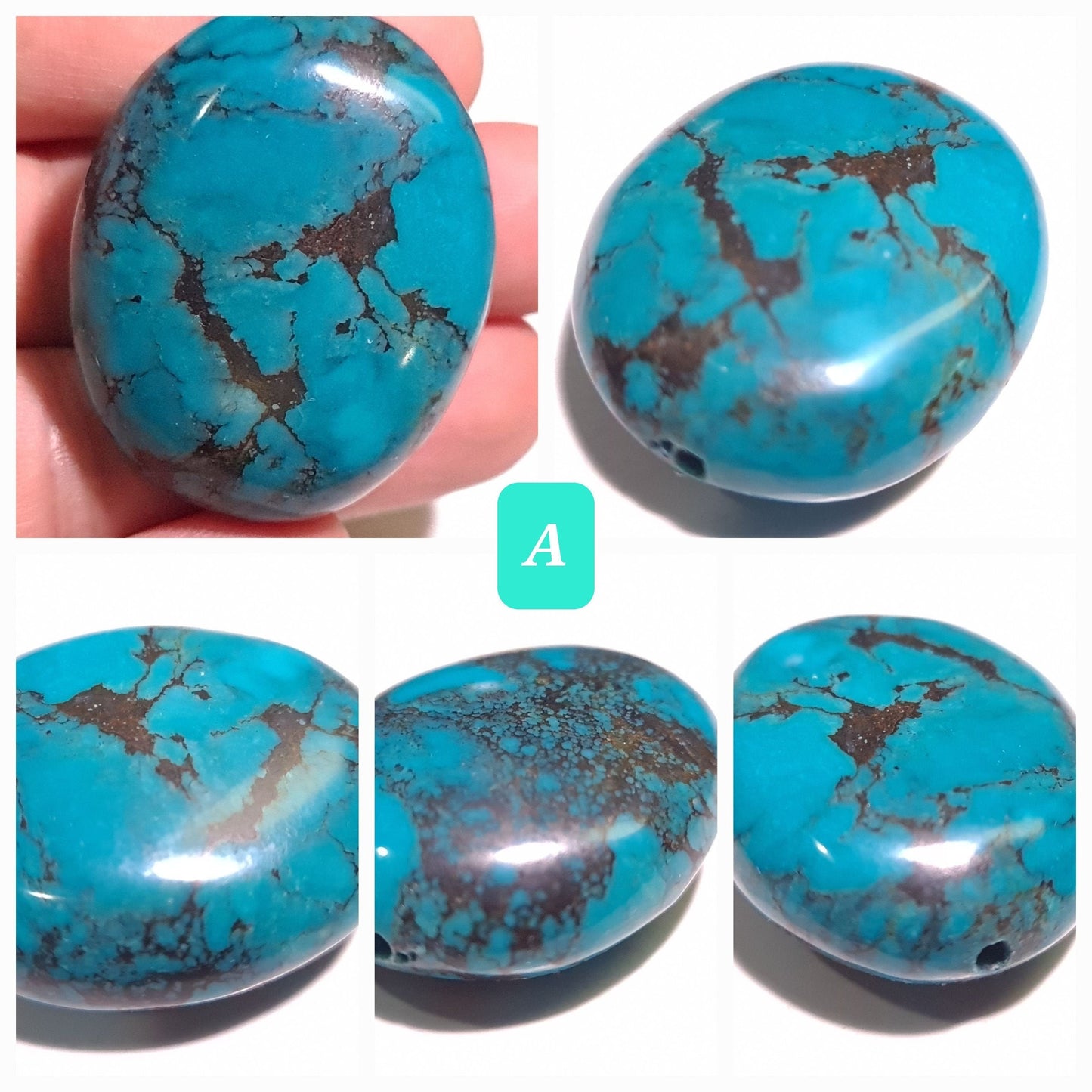 Turquoise Pebble, AAA Tibetan Spiderweb Blue Turquoise pebble, Rare, jewelry, Focal, pendant, palm stone, pocket stone, collection, healing