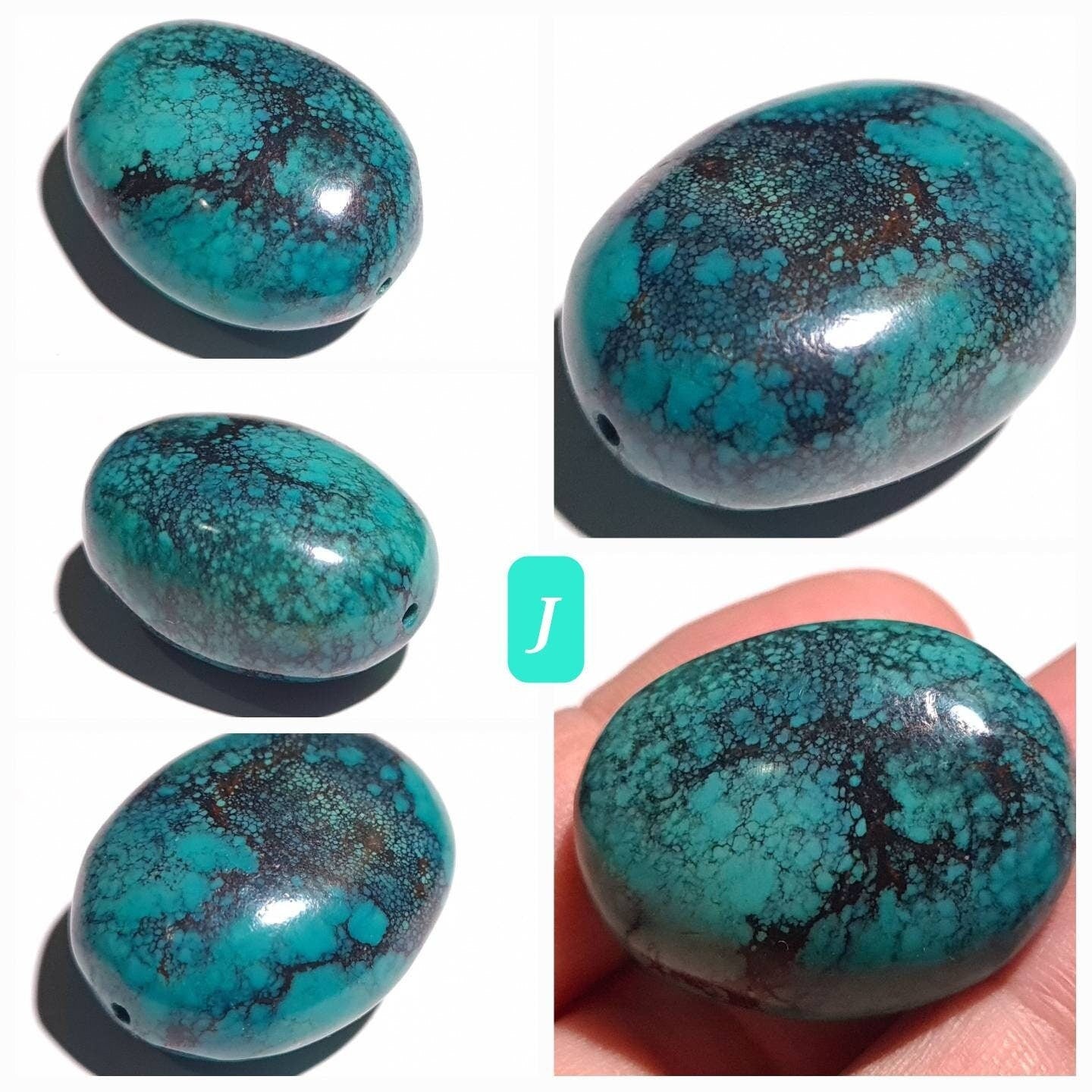 Turquoise Pebble, AAA Tibetan Spiderweb Blue Turquoise pebble, Rare, jewelry, Focal, pendant, palm stone, pocket stone, collection, healing