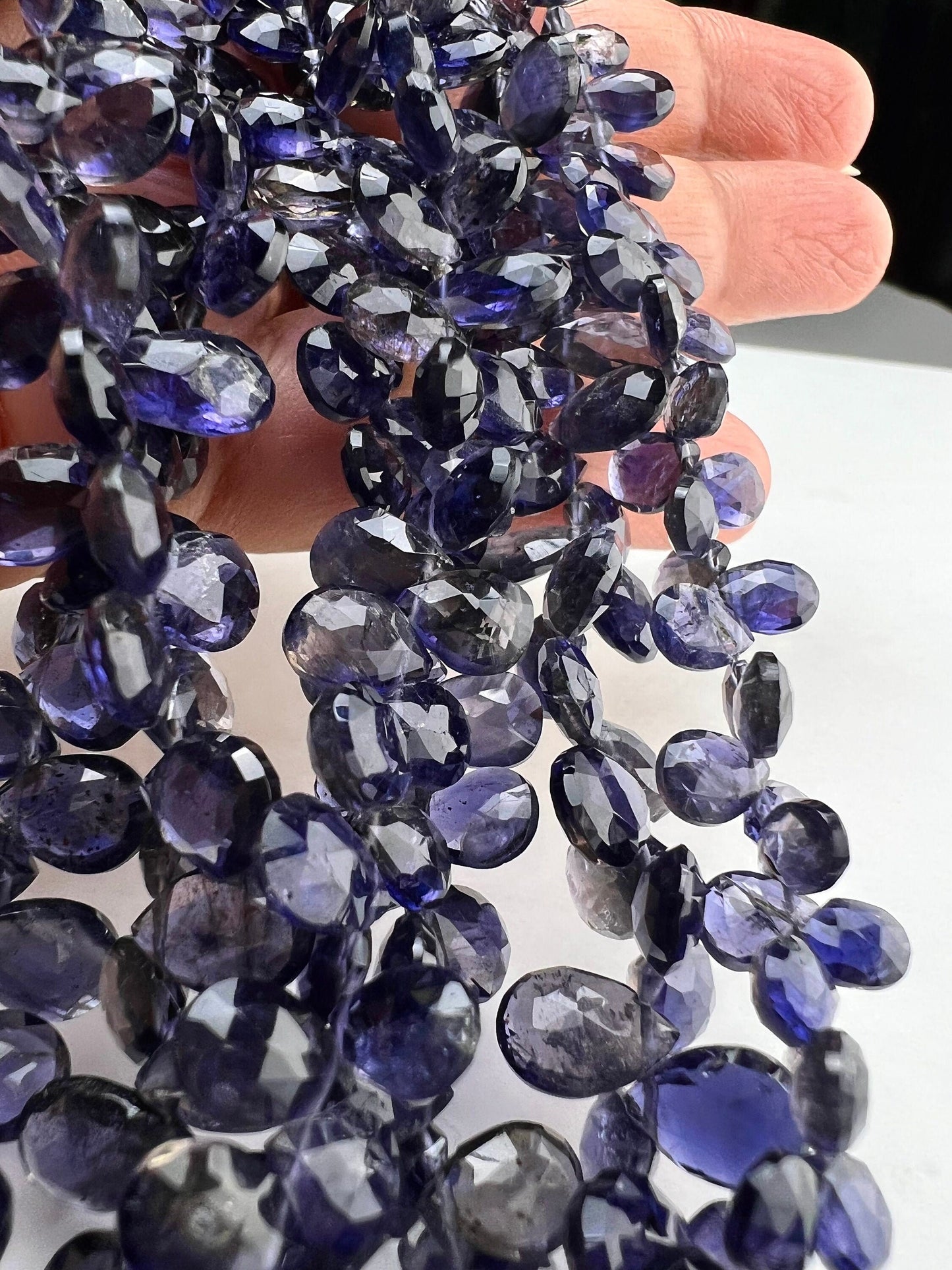 Genuine Iolite Faceted pear Drop Briolette 5.5-6x8-9.5mm Beautiful Rare Gemstone for Jewelry Making Beads,10,20,30pcs or 8” full st 70 pcs.