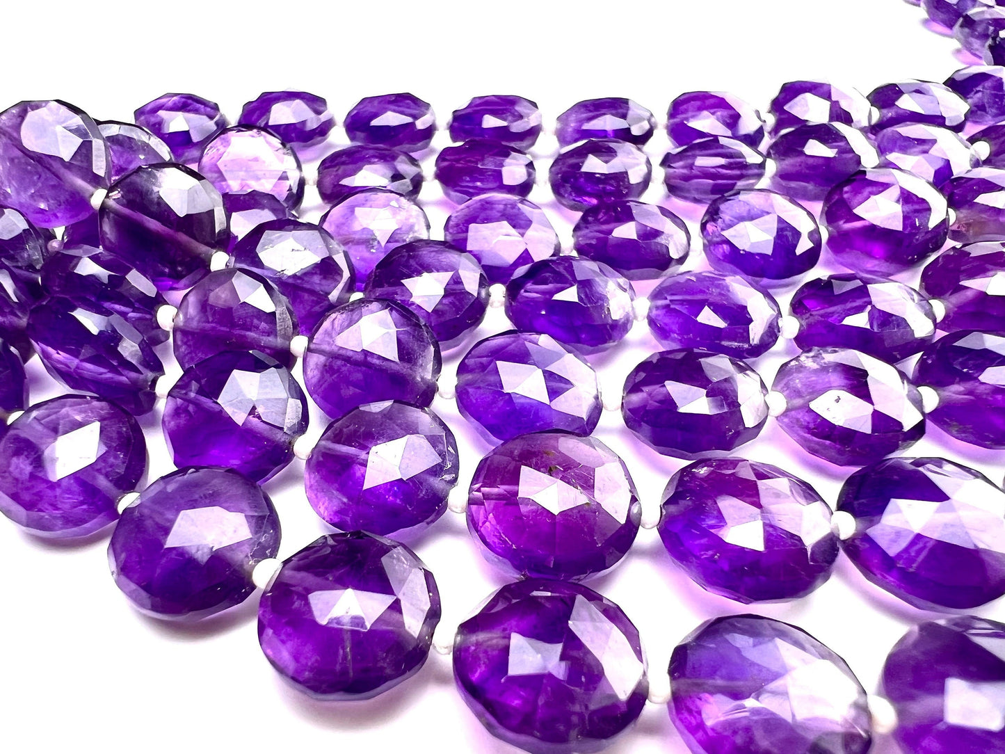 Natural Amethyst Faceted Dime shape 10.5-11.5mm.thickness 5.5-6.5mm AAA quality for Jewelry Making DIY Gemstone Beads . 7” strand 15 pcs