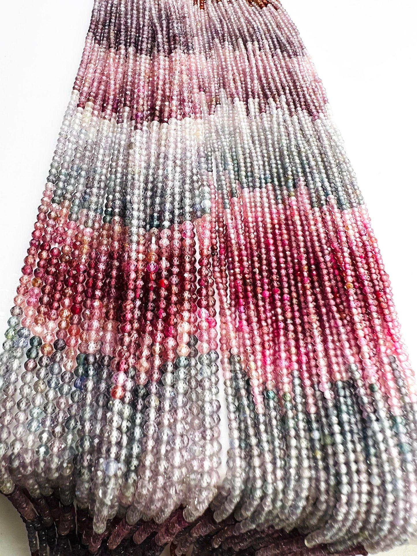 Natural Multi Spinel Shaded Round 1.5,1.8,2mm AAA Micro Cut Faceted Jewelry Making Gemstone Beads 12.5"