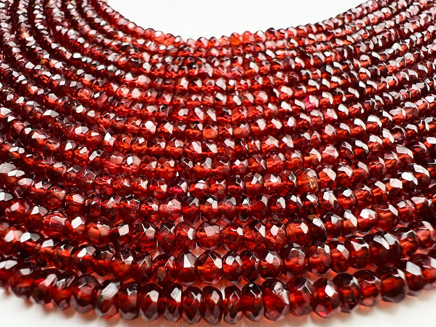 Mozambique Garnet 3.5-4mm Faceted Rondelle, Merlot Dark Red Jewelry Making Gemstone Beads, Rare, Beautiful Gemstone 12.75" strand