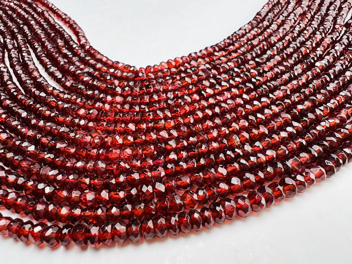 Mozambique Garnet 3.5-4mm Faceted Rondelle, Merlot Dark Red Jewelry Making Gemstone Beads, Rare, Beautiful Gemstone 12.75" strand