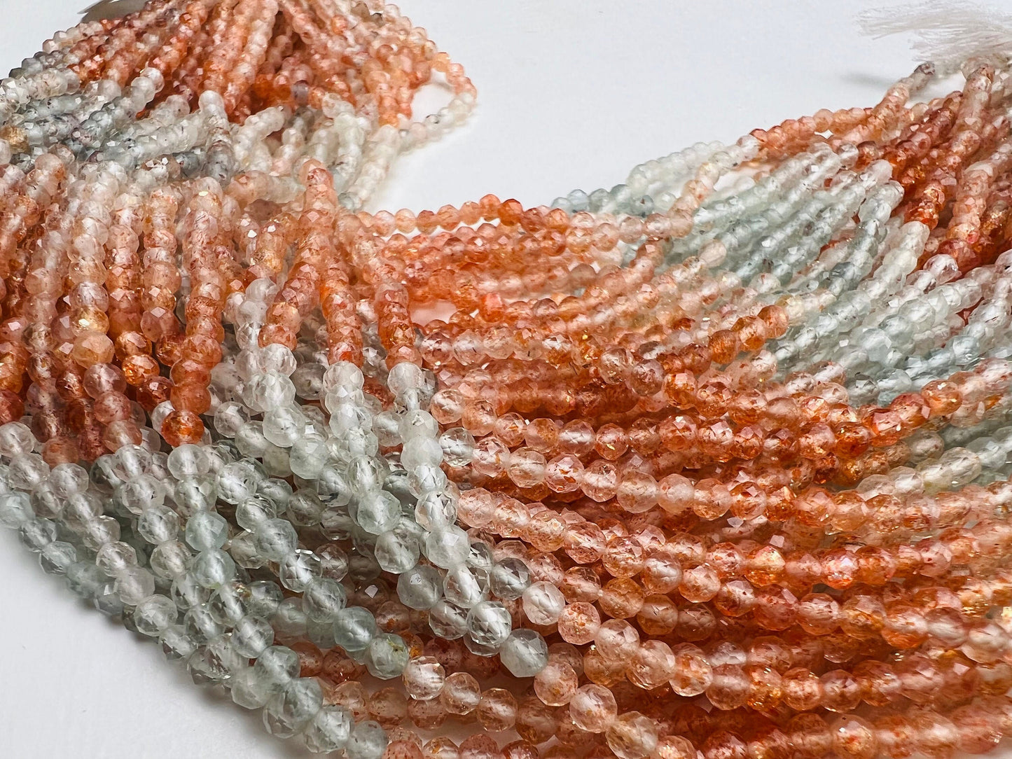 Genuine Oregon Sun Stone faceted Round 3-3.5mmFlashy Beads Rainbow Sunstone Beads 12” Strand