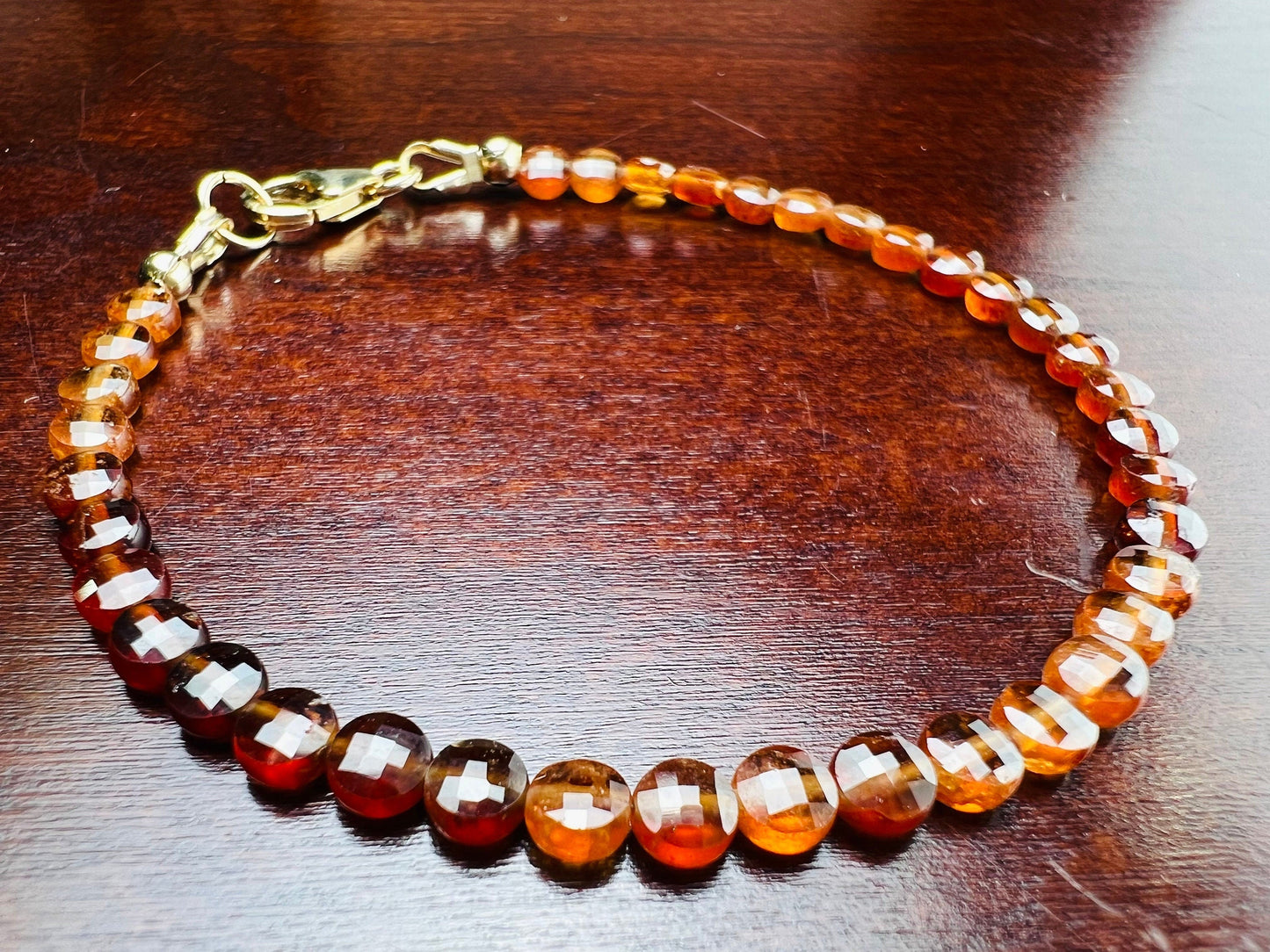 Hessonite Garnet 4mm Faceted coin shape Bracelet in 14k Gold Filled, or 925 Sterling Silver lobster Clasp and findings, healing, Chakra gift