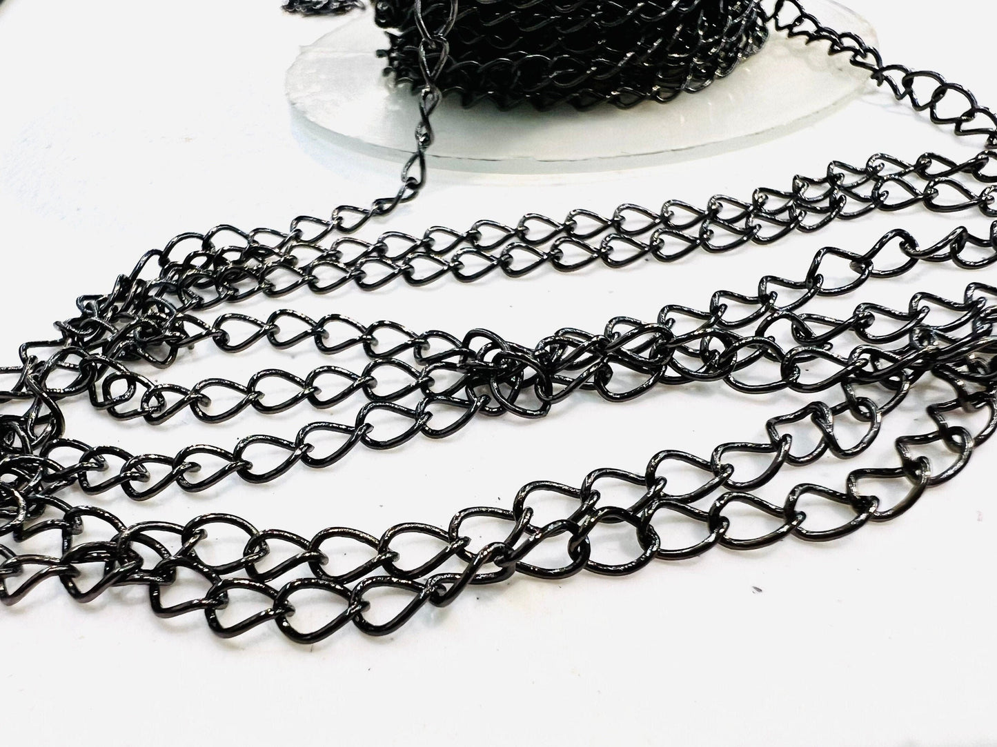 3 feet gunmetal black oxidized chain ,great for extender, jewelry making supplies, wavy cable chain,sell by 1 yard, 36"