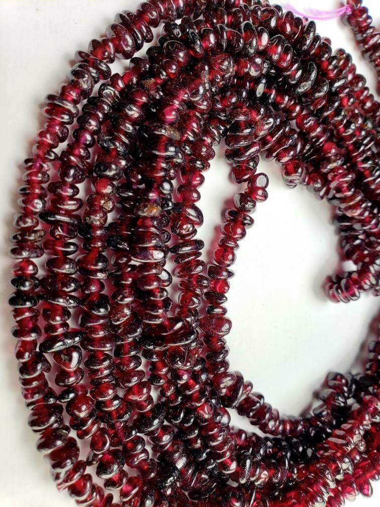 Garnet raw freeform nugget chip 5-5.5mm beads 12" full strand close out price