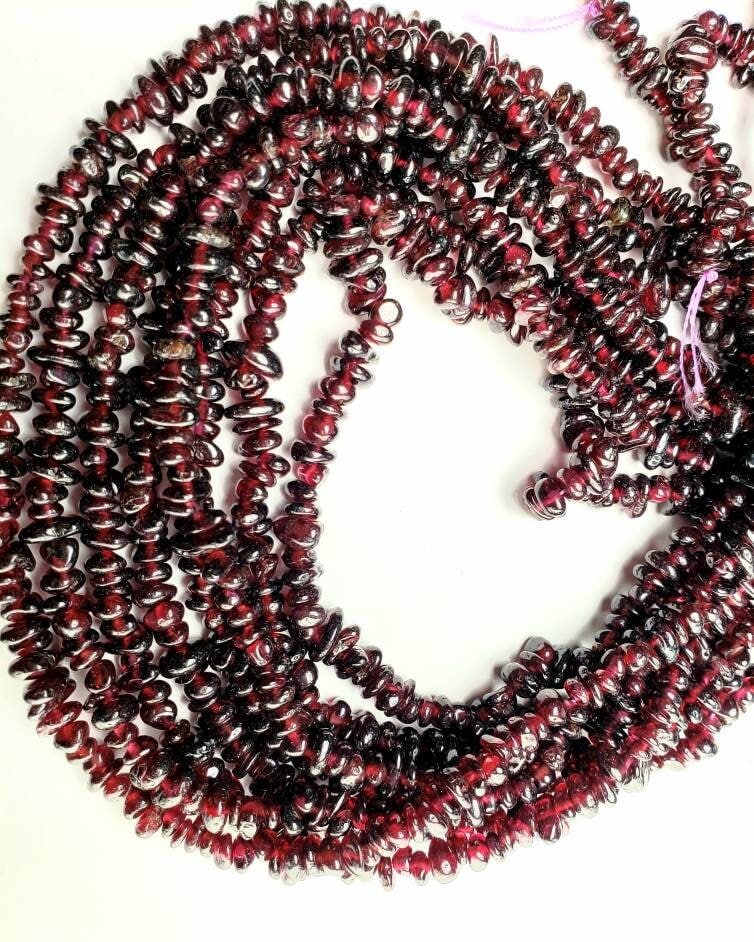 Garnet raw freeform nugget chip 5-5.5mm beads 12" full strand close out price