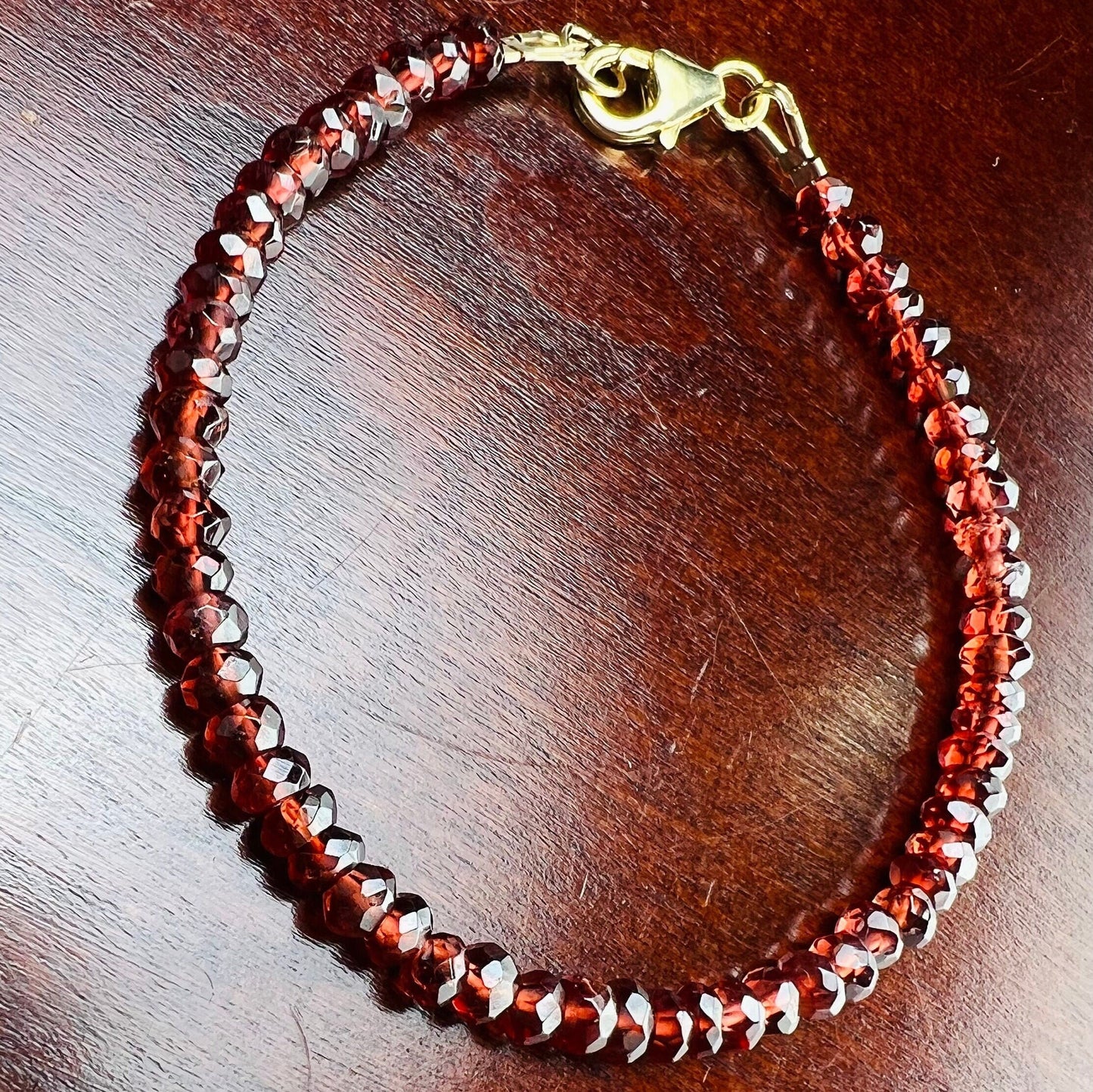 Garnet 4mm Faceted Bracelet in 14k Gold Filled or 925 Sterling Silver lobster Clasp and findings , healing , energy Chakra gift