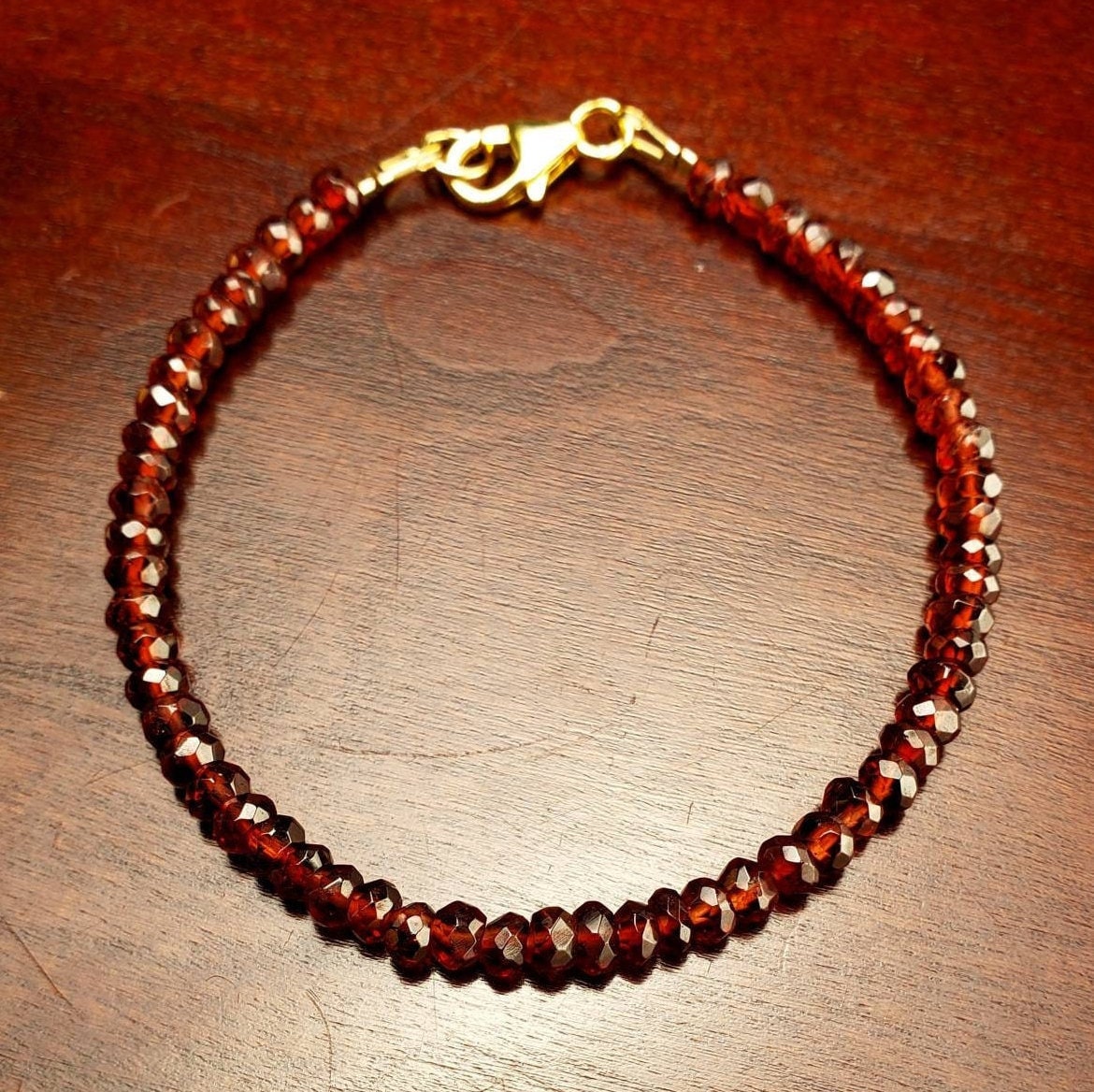 Garnet 4mm Faceted Bracelet in 14k Gold Filled or 925 Sterling Silver lobster Clasp and findings , healing , energy Chakra gift