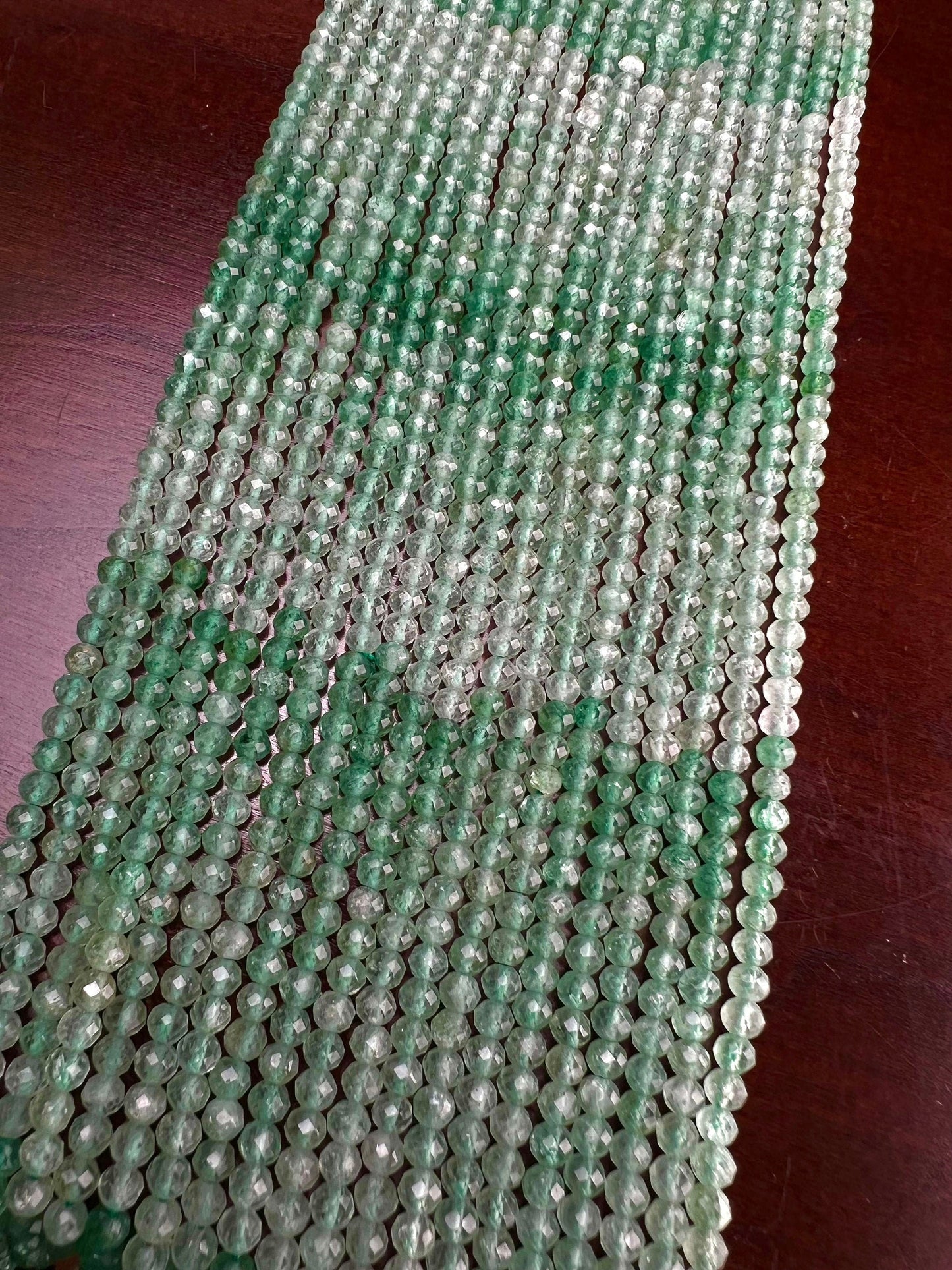 Natural green Aventurine 4mm Micro Faceted shaded Round Jewelry Making Necklace, Bracelet, DIY Gemstone Beads 12.5" Strand