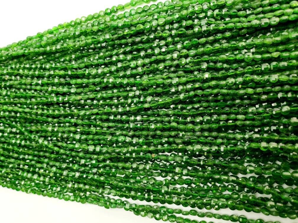 Natural Green Tourmaline,Indicolite 3.5-4mm Micro Faceted Coin shape Beads Green Tourmaline jewelry making Beads,12.5" full, approx.85 pcs