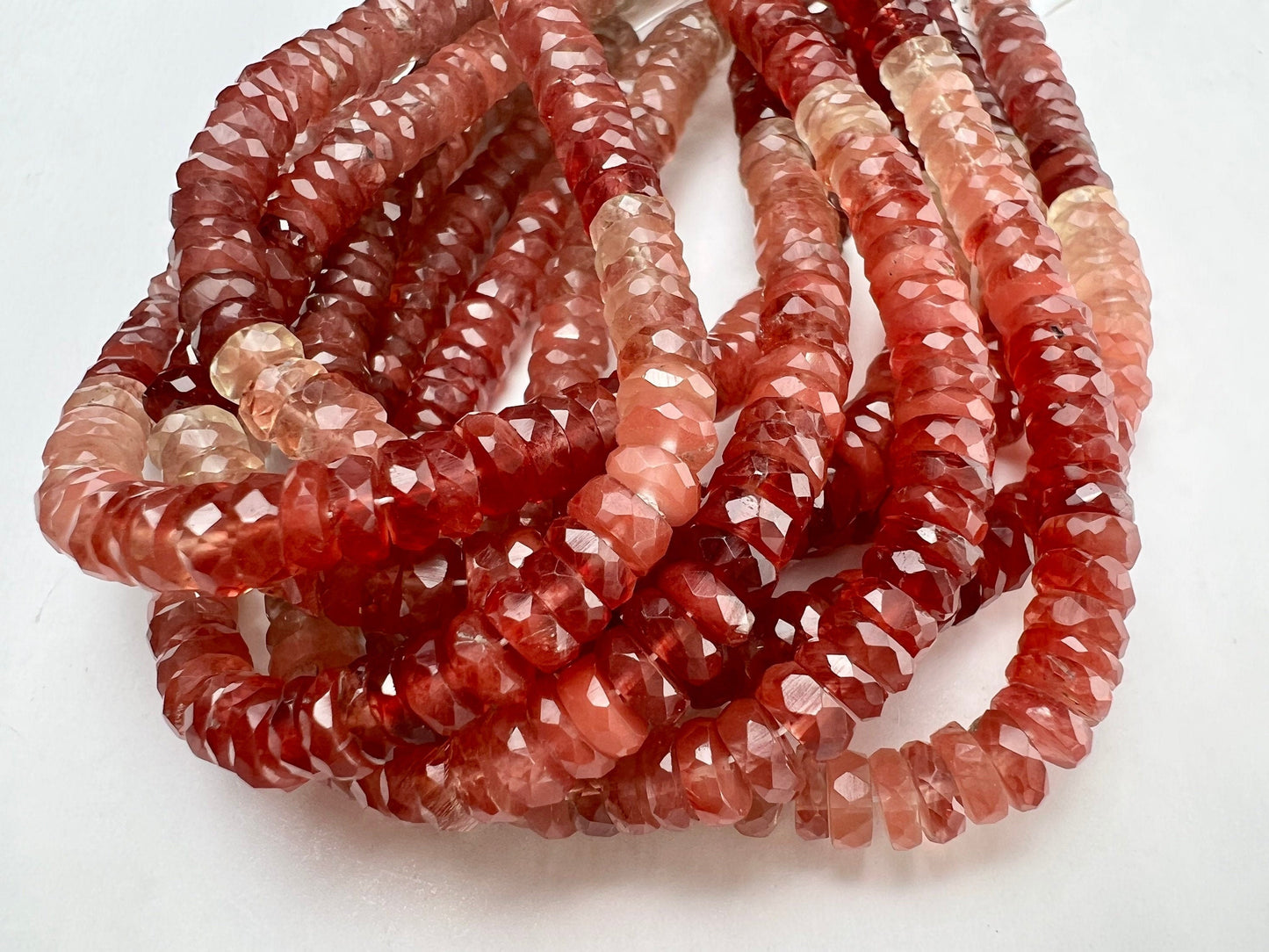 Natural Andesine, Red Labradorite 3.5-4, 4-4.5, 5.5-6mm Heishi Tyre washer Bead Faceted Roundel , AAA high Quality jewelry making Beads, 8"