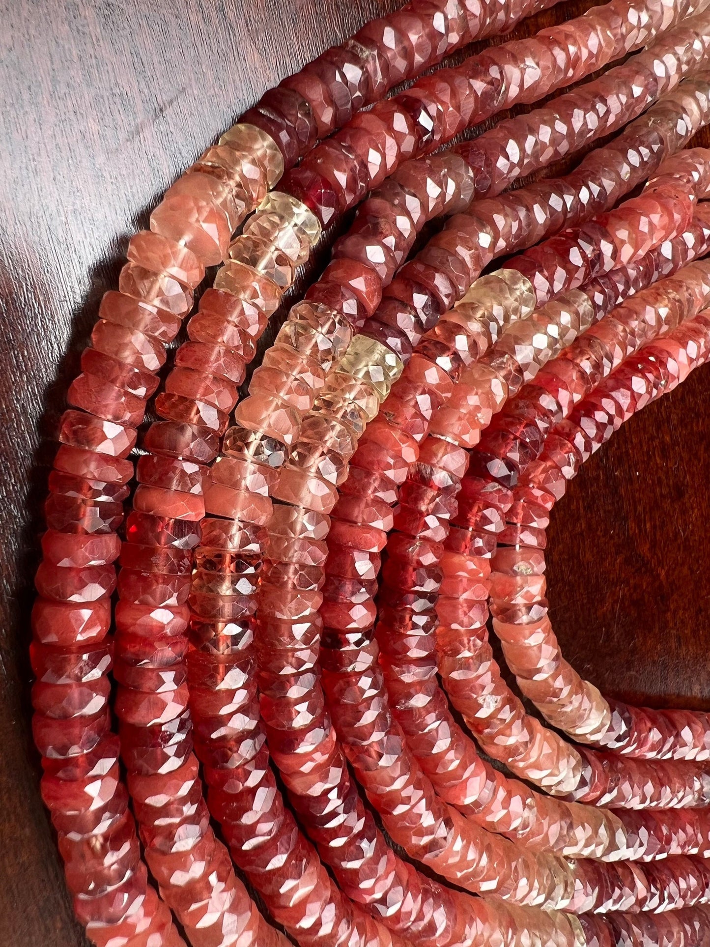 Natural Andesine, Red Labradorite 3.5-4, 4-4.5, 5.5-6mm Heishi Tyre washer Bead Faceted Roundel , AAA high Quality jewelry making Beads, 8"