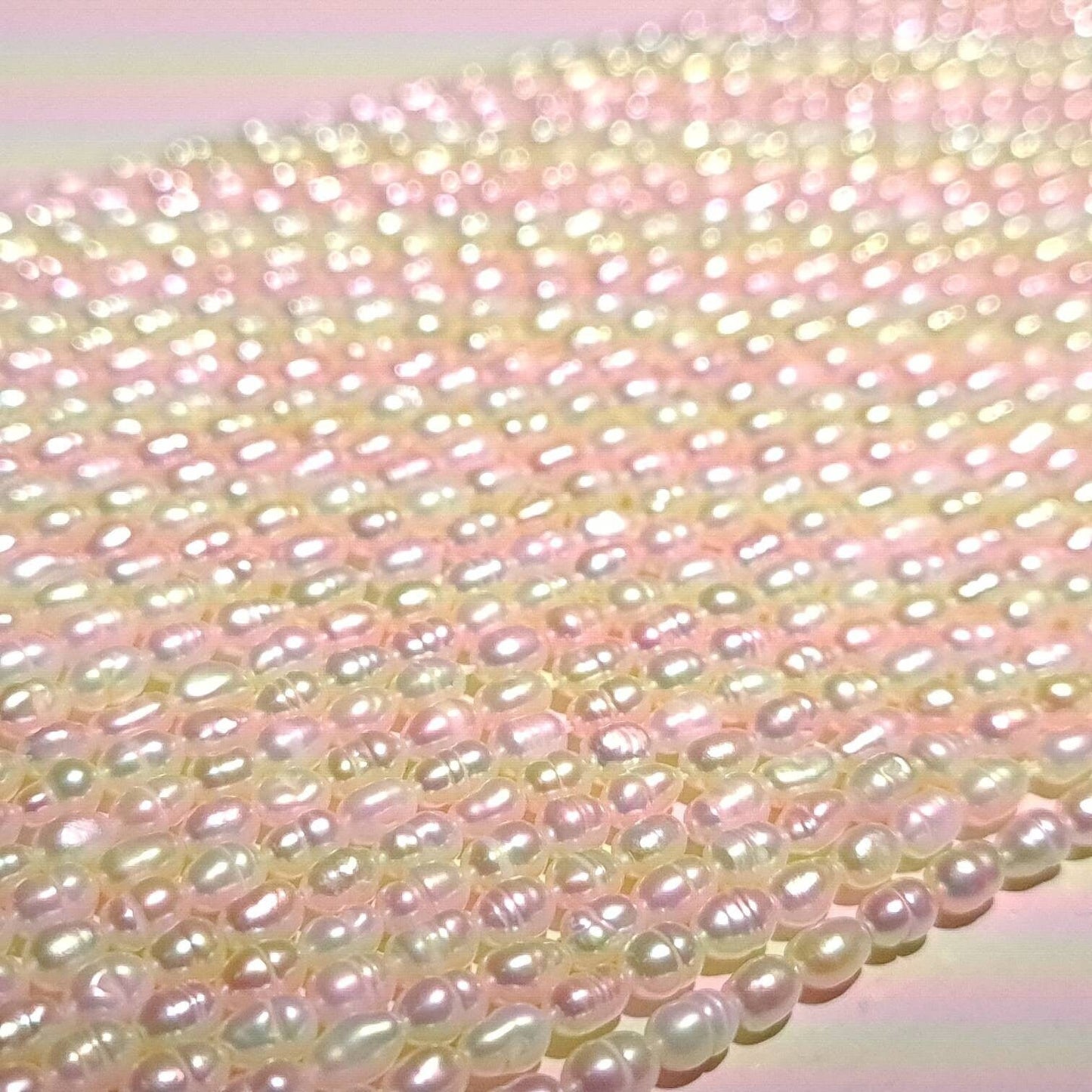 Natural Freshwater Pearl 3x4-4.5mm Potato Rice Oval Pearl, High Luster 14" DIY Jewelry Making Pearl Beads