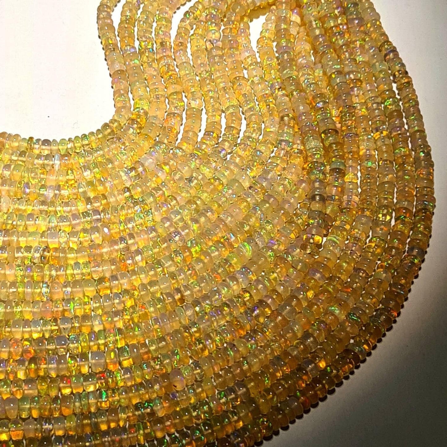 Genuine Ethiopian Fire Opal , Welo Opal 3.5-5mm smooth Graduated roundel, AAA quality fiery Opal for jewelry making