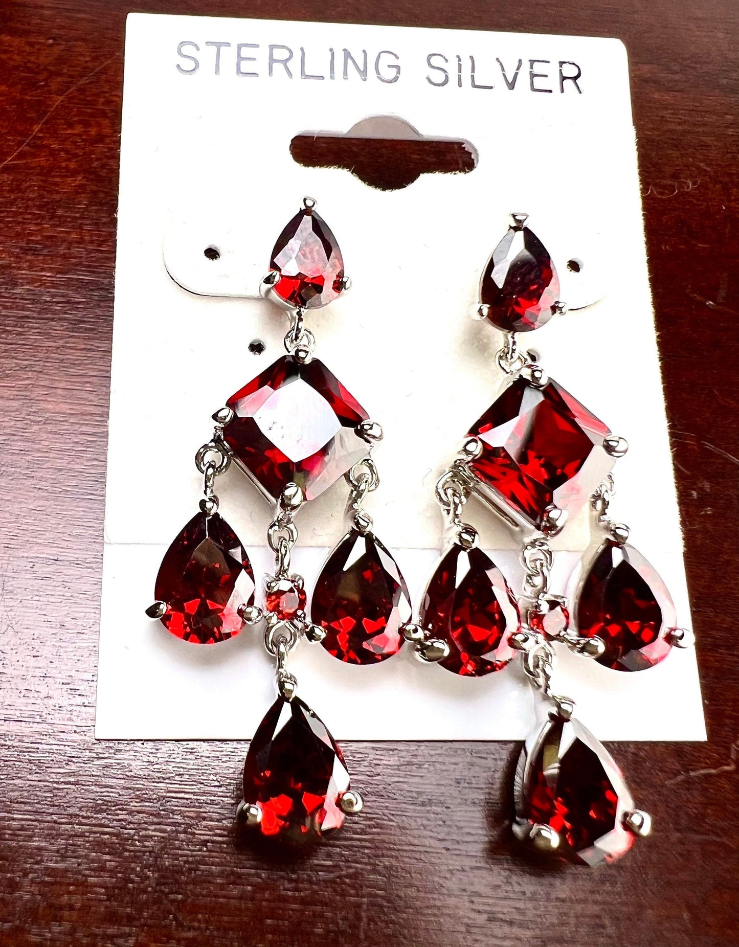 Genuine Mozambique Garnet Faceted drop ,Merlot Red Teardrop Dangling 925 Sterling silver post earring. Elegant bridal gift . 925 stamped
