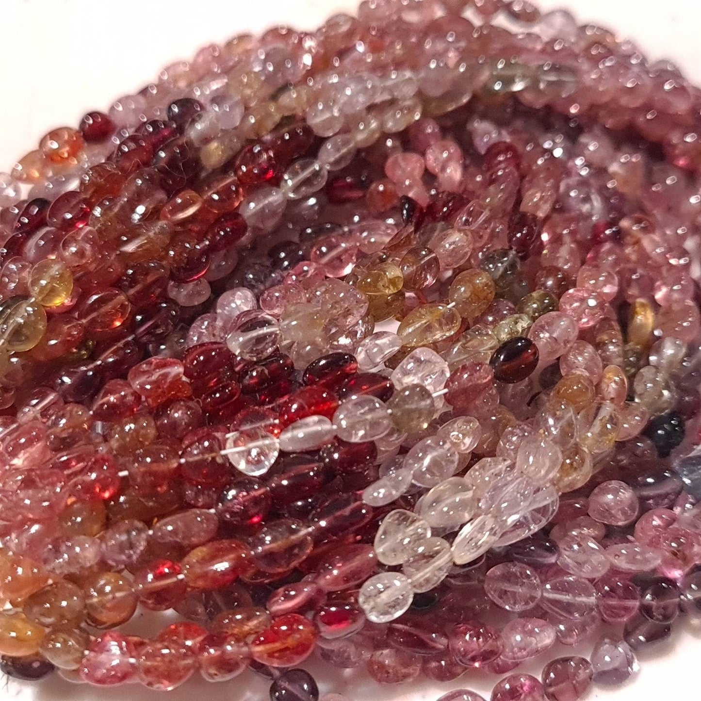 Natural Multi Spinel Smooth Oval bead, 3x3.5-5mm Gemstone Beads DIY Jewelry Making 6.5" and 13" Strand