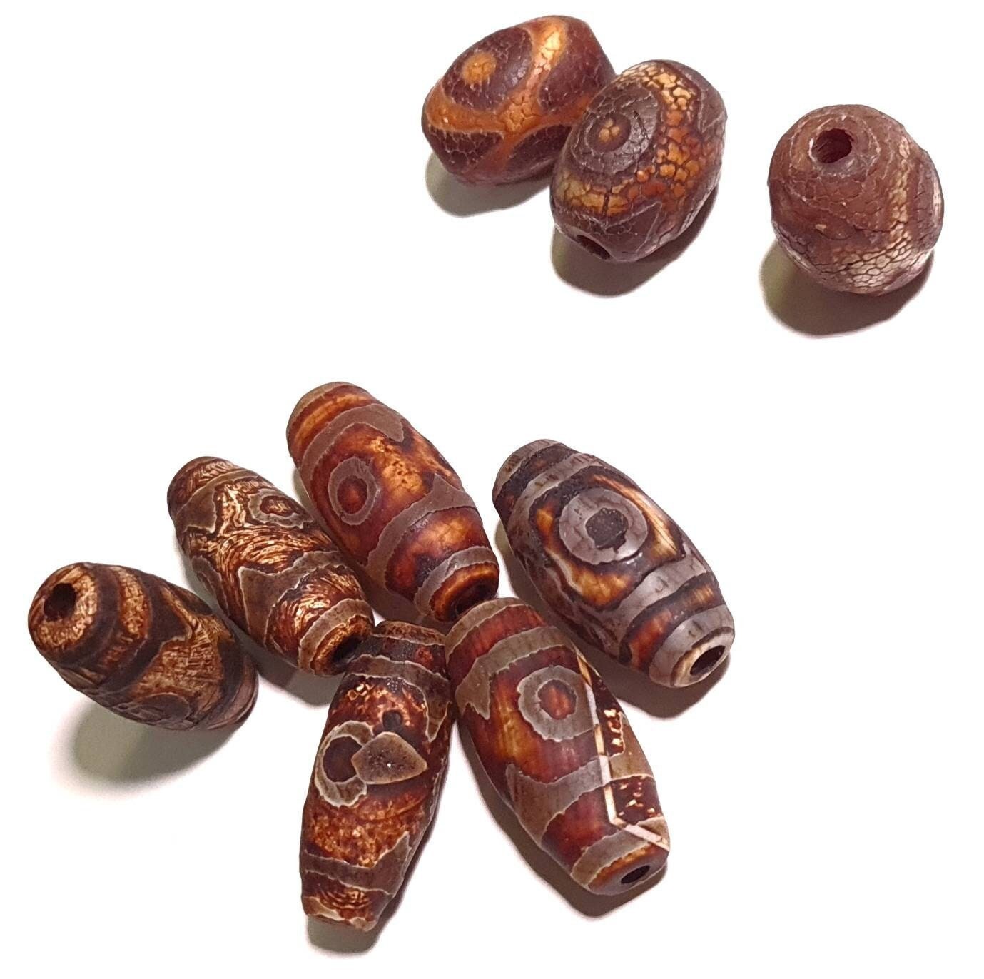 Unpolished Tibetan Agate Evil Eye Oval Bead, 15x20, 13x28mm Eye Agate Beads, Rustic, Vintage Antique style Jewelry Making ,Art Craft Beads