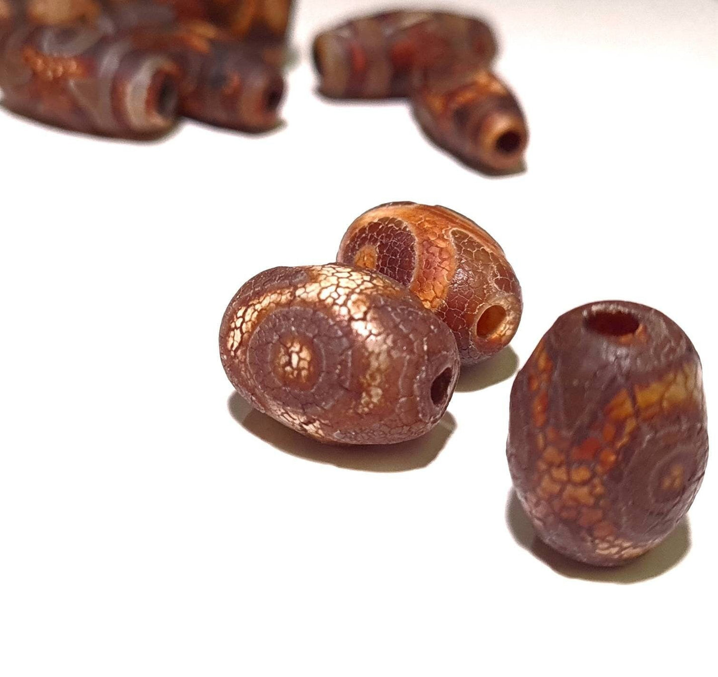 Unpolished Tibetan Agate Evil Eye Oval Bead, 15x20, 13x28mm Eye Agate Beads, Rustic, Vintage Antique style Jewelry Making ,Art Craft Beads