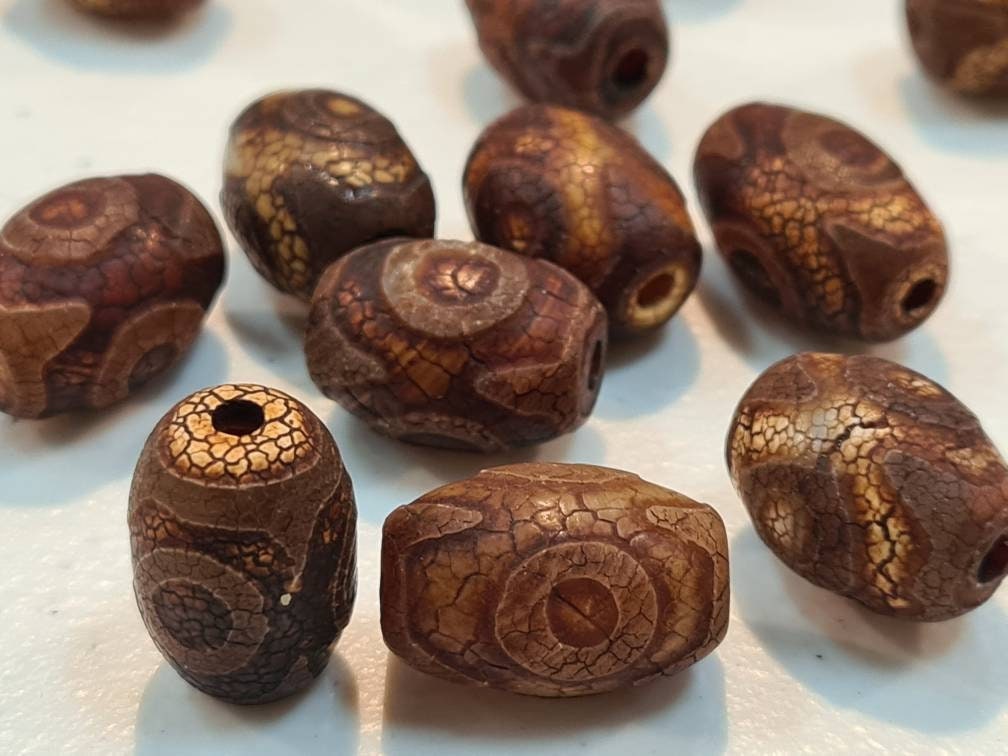 Unpolished Tibetan Agate Evil Eye Oval Bead, 15x20, 13x28mm Eye Agate Beads, Rustic, Vintage Antique style Jewelry Making ,Art Craft Beads