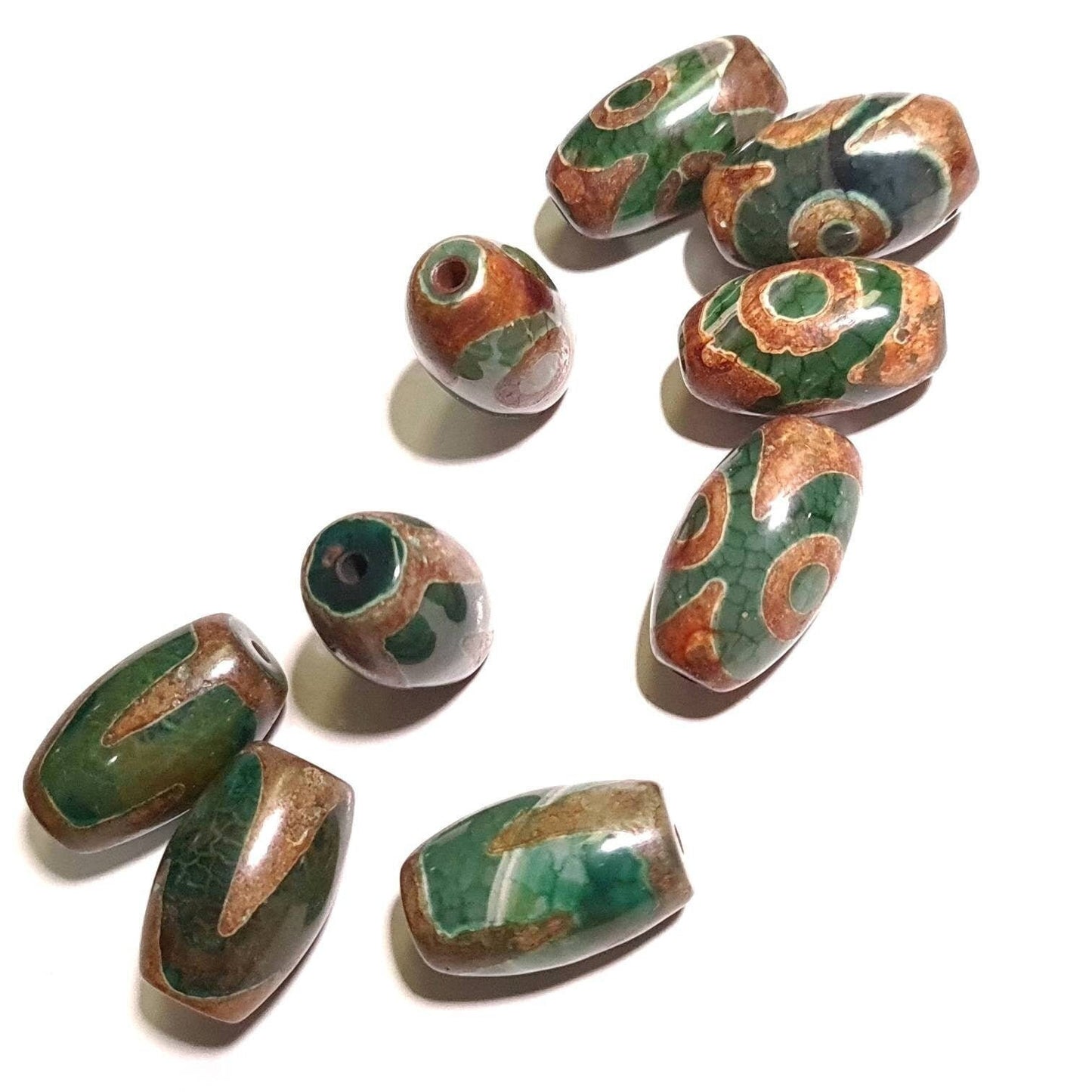 Antique Style Tibetan Evil Eye Bead, 12x20mm Eye Agate Beads Jewelry Making, Art Craft Beads