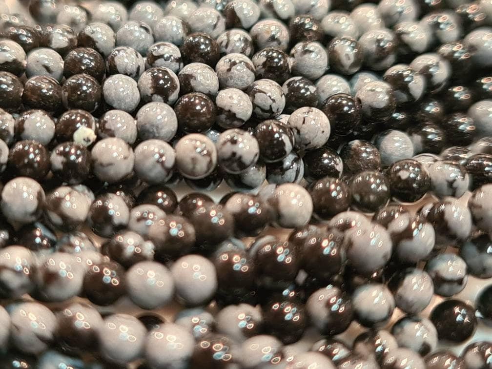 Snow Flake Obsedian 2mm Round Beads, Jewelry Making Round Polished Gemstone Beads, DIY Necklace, Bracelet 16" Strand