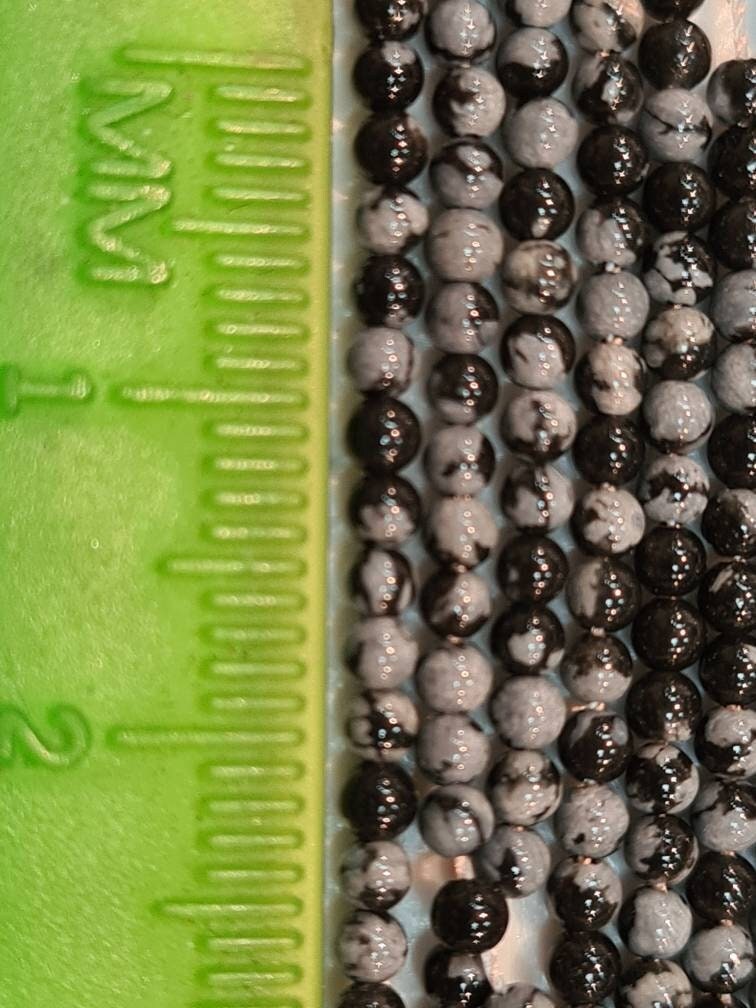 Snow Flake Obsedian 2mm Round Beads, Jewelry Making Round Polished Gemstone Beads, DIY Necklace, Bracelet 16" Strand