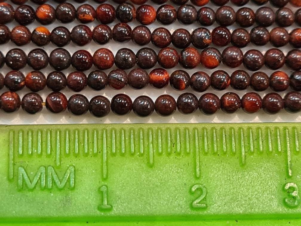 Tiger Iron 2mm Round Beads, Jewelry Making Round Polished Gemstone Beads, DIY Necklace, Bracelet 16" Strand