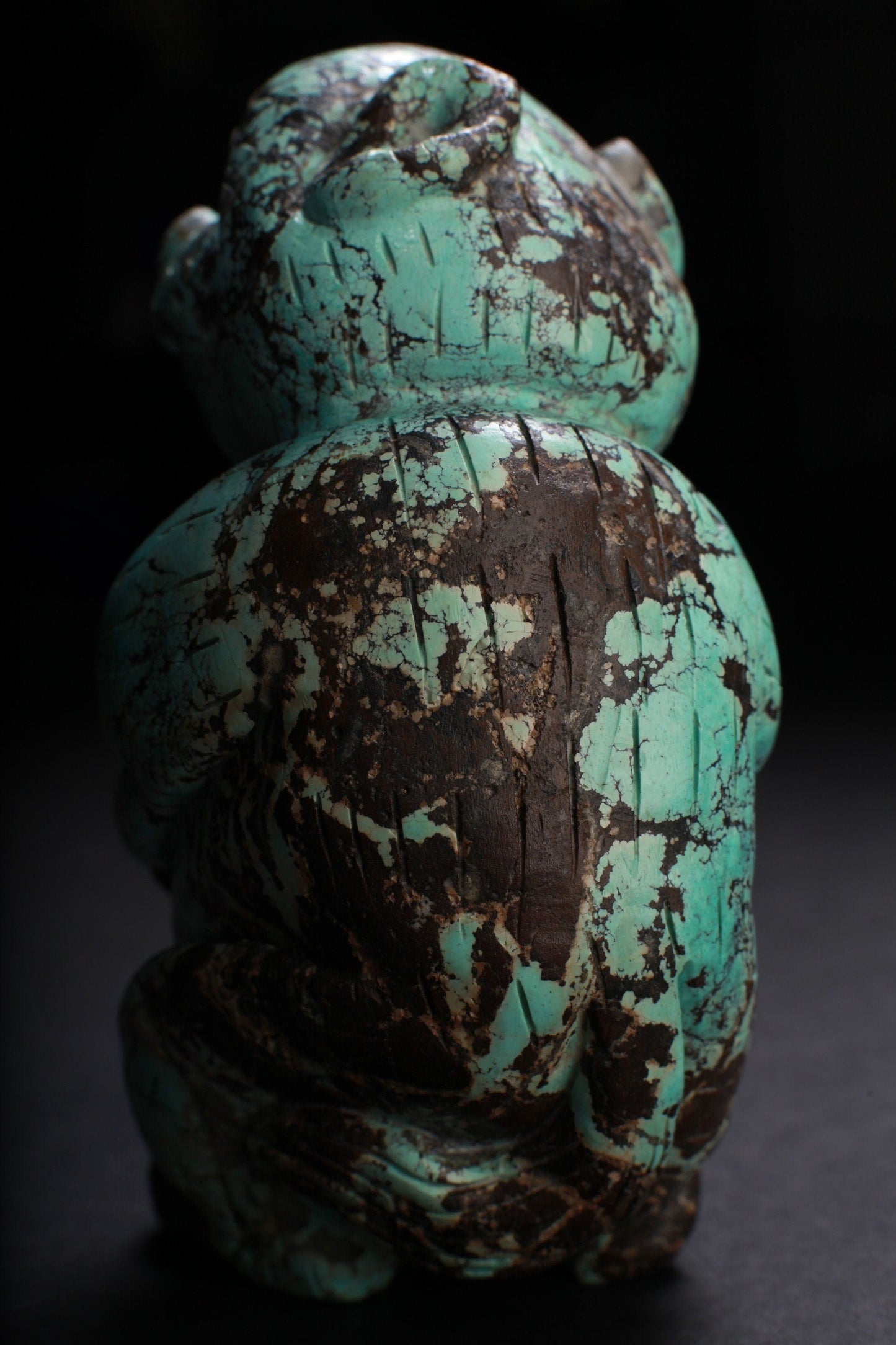 Genuine Spiderweb Turquoise Hand Carved Sloth, Totem, Miniature Animals Collectible Figurines Vintage Sculpture, Old Stock 746g 5x3x2.5"