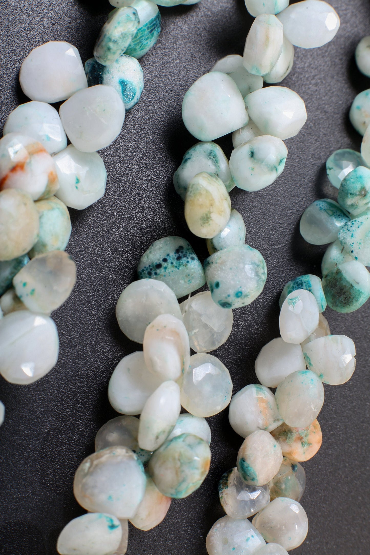 Natural Peruvian Opal Faceted heart Teardrop 10-13mm Jewelry Making Briolette Gemstone Loose Beads 8.5" full Strand