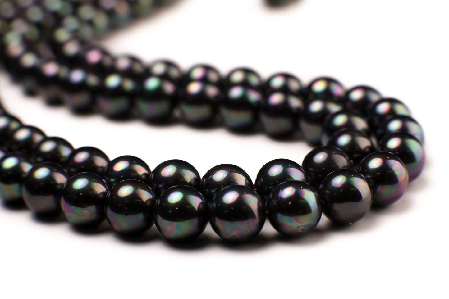 Double Layered South Sea Shell Pearl 10mm Peacock AB black Statement Necklace with CZ Diamond Clasp and 2" Extender Necklace, Elegant Gift
