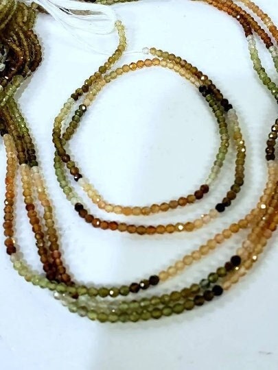 Natural Petro Tourmaline 2mm Round Faceted Micro Diamond Cut Multi Shaded 12.75" Strand, AAA High Quality Jewelry Making Beads
