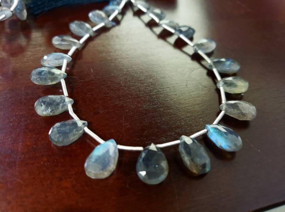 Natural Labradorite Faceted Tear Drop 7x11- 8x13mm graduated 9"strand approx. 22 pcs, Jewelry Making Beads, healing gems