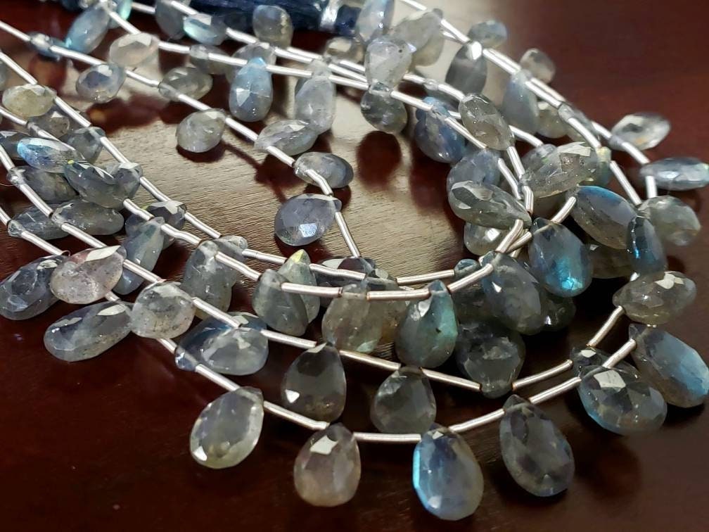Natural Labradorite Faceted Tear Drop 7x11- 8x13mm graduated 9"strand approx. 22 pcs, Jewelry Making Beads, healing gems