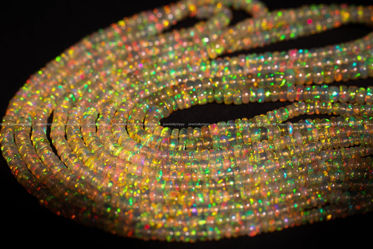 Genuine Ethiopian Fire Opal, Welo Opal 3-4mm, 4-4.5mm smooth Graduated roundel, AAA quality fiery Opal for jewelry making