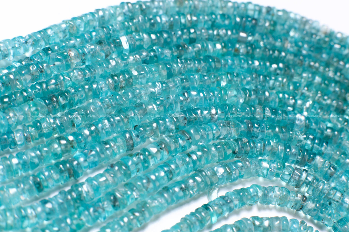 Neon Blue Apatite 3-5mm Heishe tyre Beads, 8" strand for Jewelry Making Natural Apatite Gemstone Beads