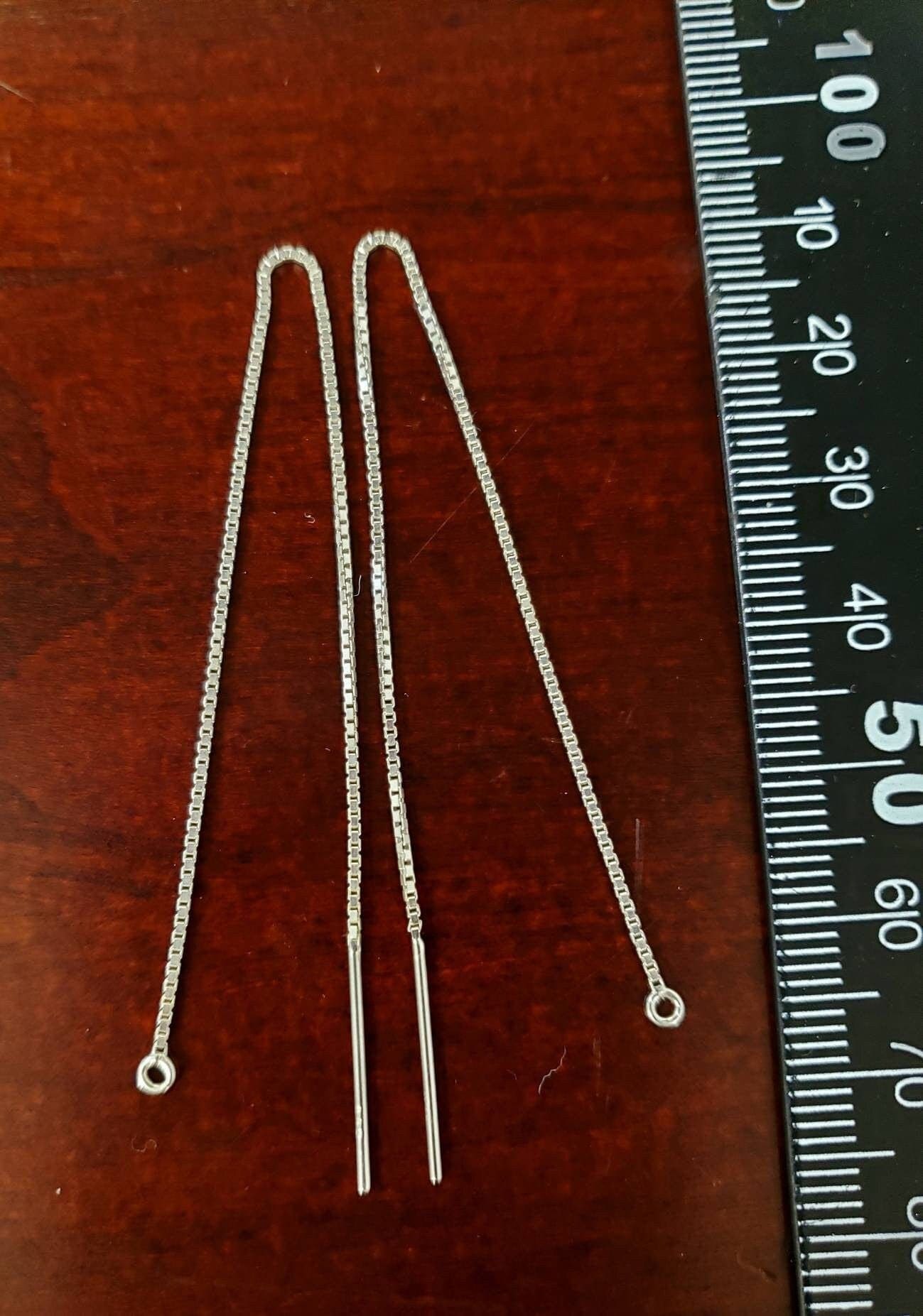 925 sterling silver 5" , 127mm long box chain ear thread,high quality threader earwire,jewelry making findings.925 stamped,1 pair (2 pieces)