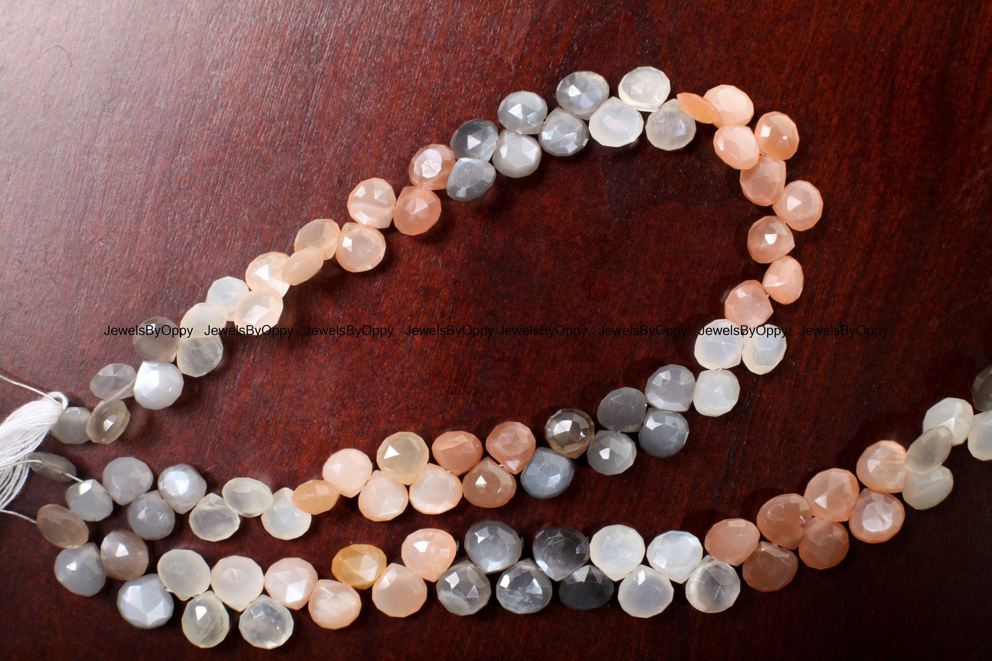 Natural Multi-Moonstone Faceted Pear Drop, Heart Shape Teardrop Jewelry Making Gemstone Beads 1 full strand