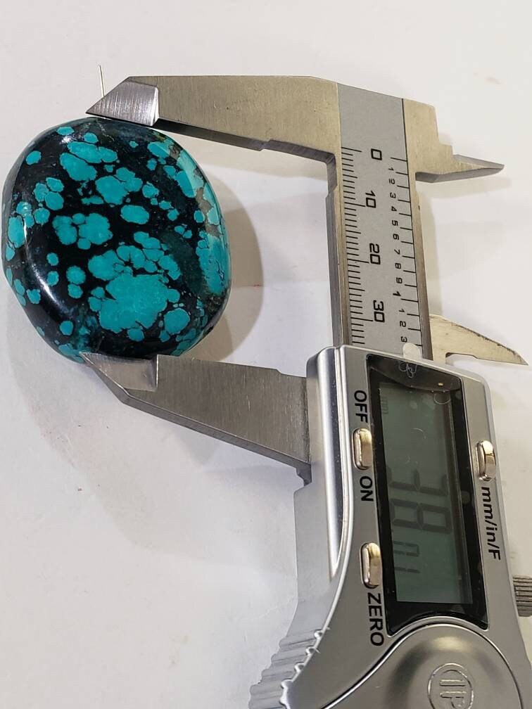 Genuine Turquoise Pebble, AAA Tibetian Spiderweb Turquoise pebble 38x15mm,for jewelry Focal, pendant, palm stone or collection healing gem