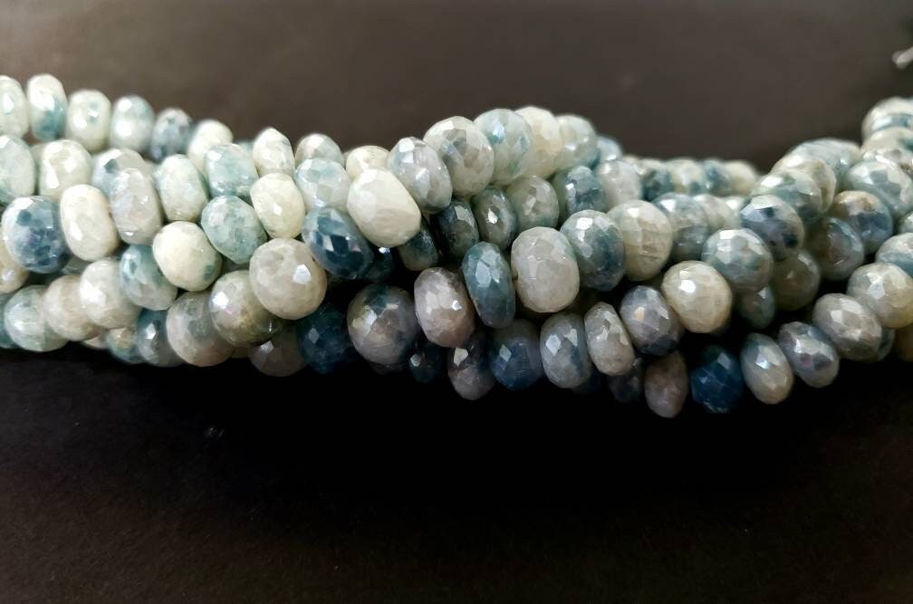 Natural Sapphirine mystic Faceted Roundel 6mm and 7mm Beads,High quality Rare jewelry Making Beads 8" Strand