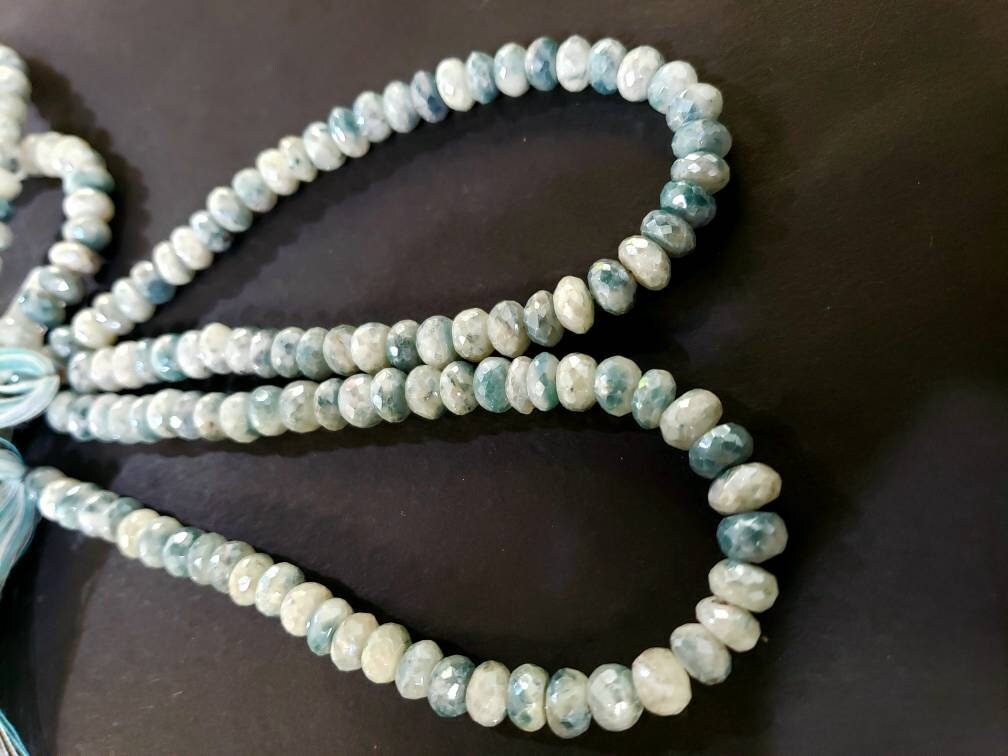 Natural Sapphirine mystic Faceted Roundel 6mm and 7mm Beads,High quality Rare jewelry Making Beads 8" Strand
