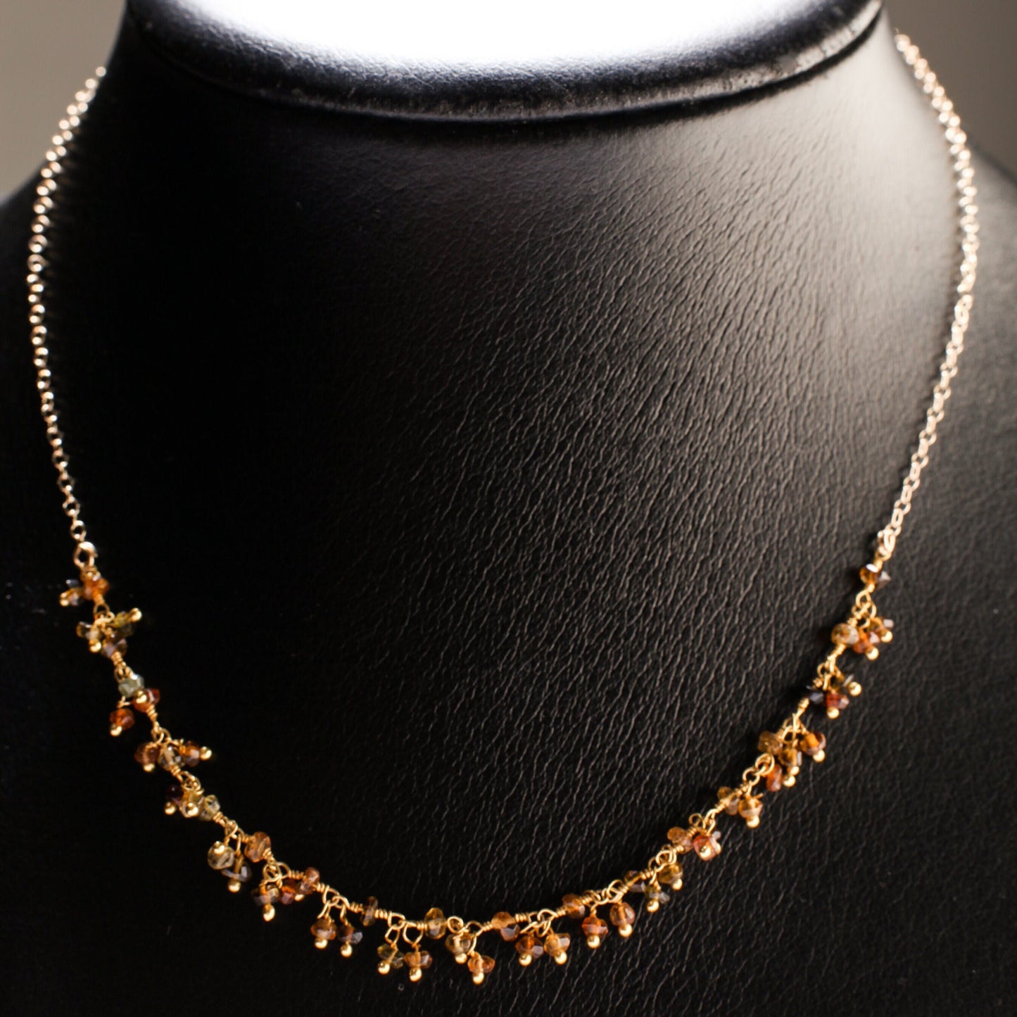 Watermelon Tourmaline, Petro Tourmaline Wire Wrapped Clusters Necklace in 14K Gold Filled Chain, Clasp, Valentine Gift
