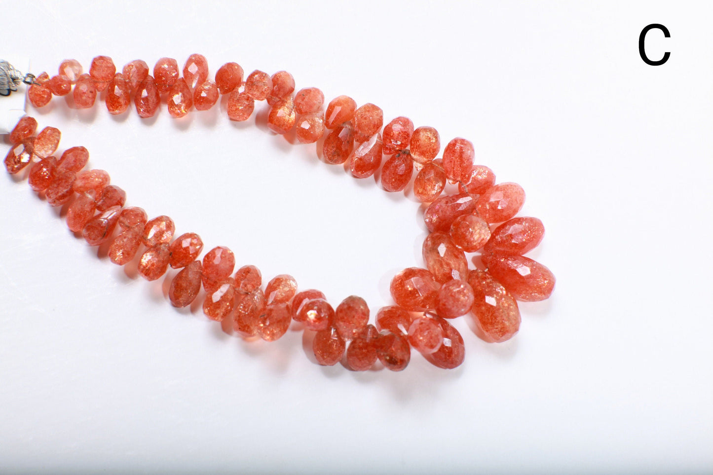 Genuine Sun Stone Graduated Faceted Briolette 7-20mm Flashy Teardrop Rainbow Sunstone Beads 9" Strand