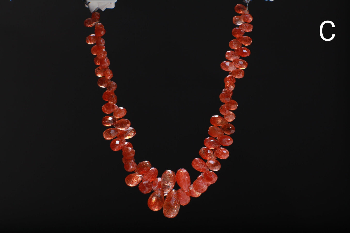 Genuine Sun Stone Graduated Faceted Briolette 7-20mm Flashy Teardrop Rainbow Sunstone Beads 9" Strand