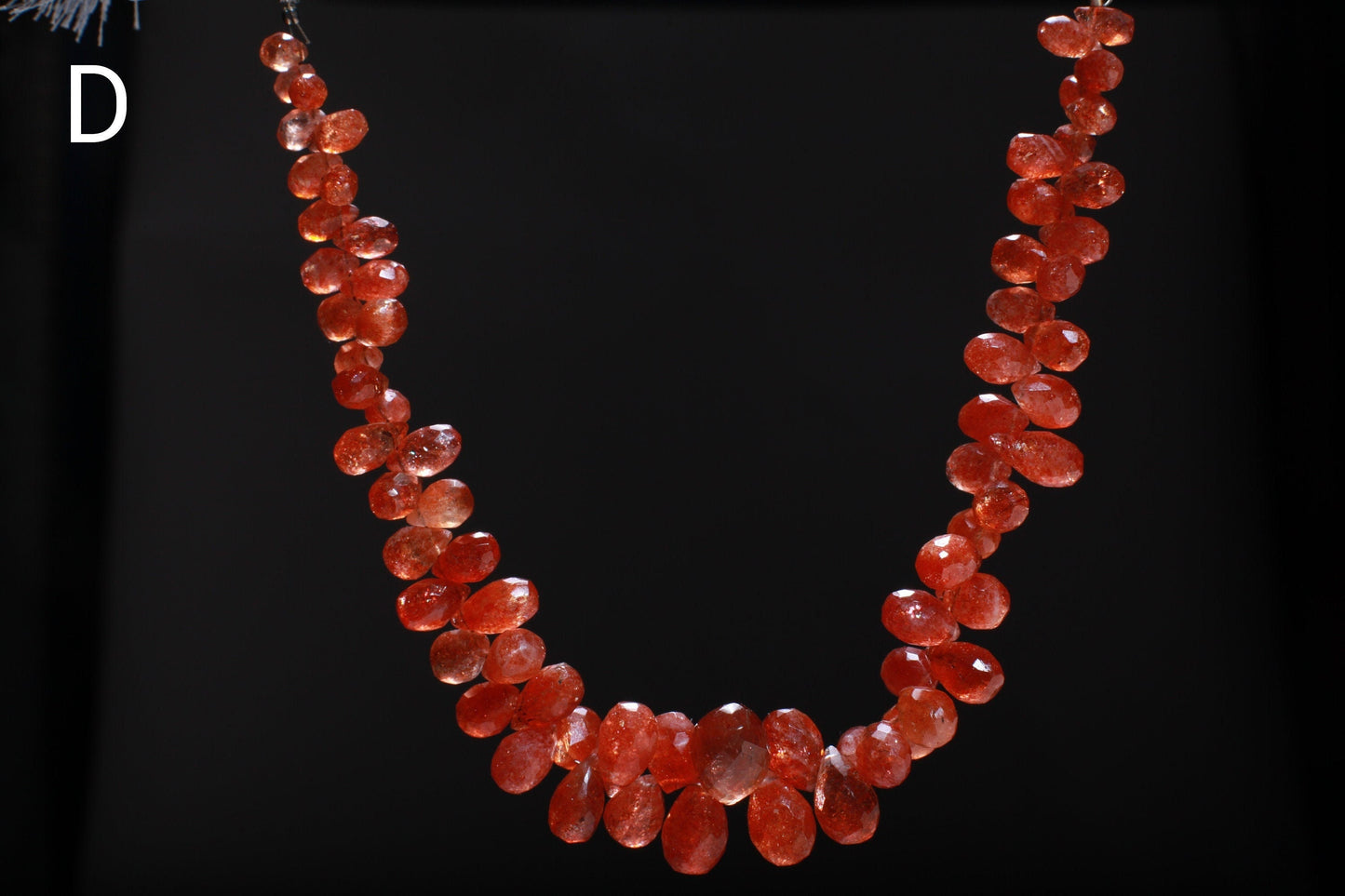 Genuine Sun Stone Graduated Faceted Briolette 7-20mm Flashy Teardrop Rainbow Sunstone Beads 9" Strand