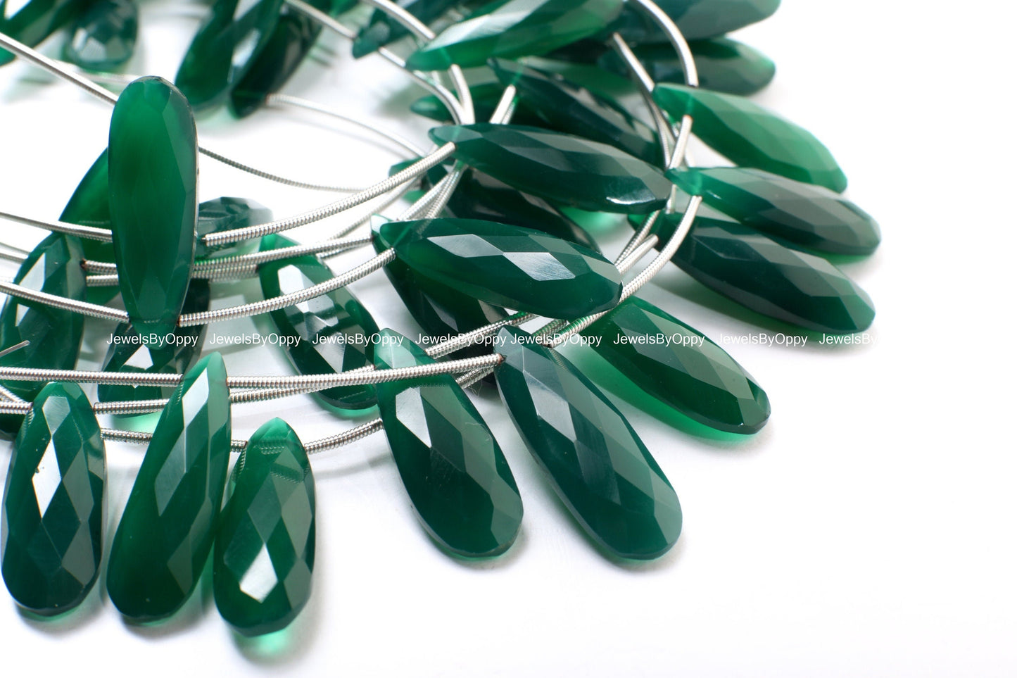 Green Onyx Faceted Long Pear Drop 25x8-29x11mm, AAA Rich Dark Green Jewelry Making Bracelet, Necklace Earrings Gemstone Beads