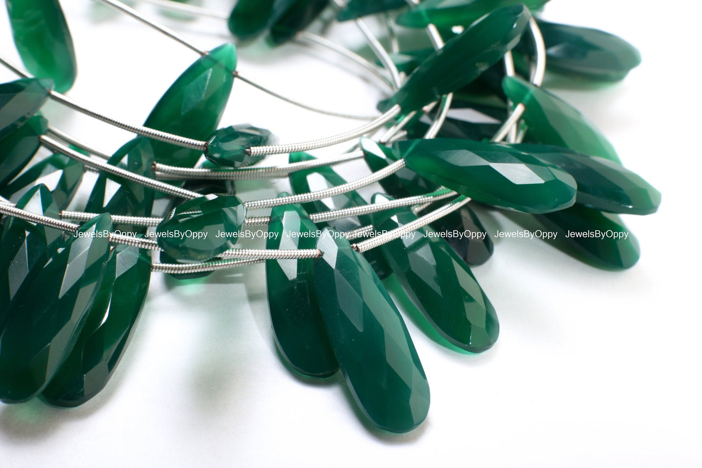 Green Onyx Faceted Long Pear Drop 25x8-29x11mm, AAA Rich Dark Green Jewelry Making Bracelet, Necklace Earrings Gemstone Beads